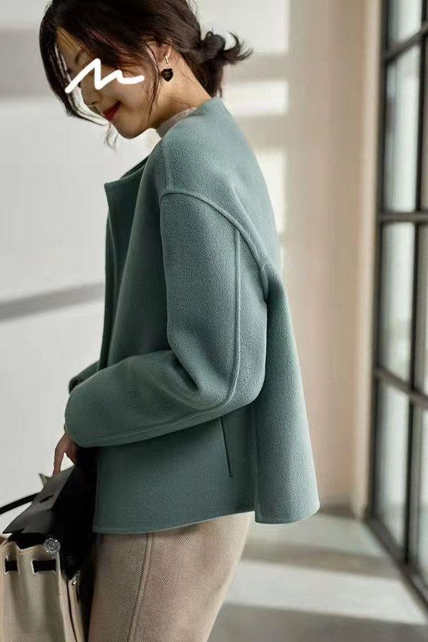 Chic Matcha Cardigan Top, Loose Fit, Round Neck - Artistic & Youthful Short Coat - Cotton Fabric - Ideal for All Seasons