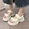 Stylish Women's Velcro Beach Sandals with Muffin Thick Soles. PU Upper, Rubber Sole. Sizes 35-40. Ideal for Beach & BBQ.