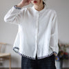Bohemian Linen Cardigan with Vintage Embroidery in Multiple Colors