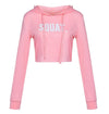 Women's Activewear Hoodie: Long Sleeve Crop Top with Letter Print - Trendy Polyester Blend Sweatshirt