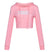 Women's Activewear Hoodie: Long Sleeve Crop Top with Letter Print - Trendy Polyester Blend Sweatshirt