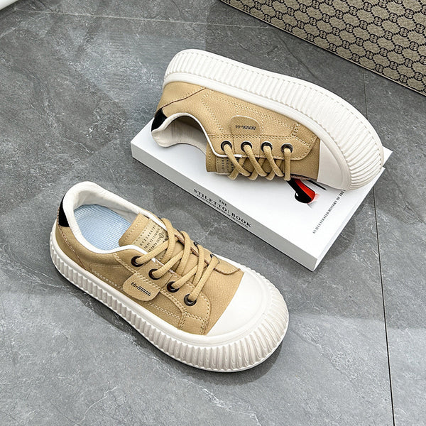Chic Fall Platform Sneakers for Women in Beige, Khaki, and Black - Height Boost, Mesh Lining, Comfortable Fit