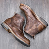 British-Styled Leather Martin Boots, Brown Luxury Footwear with Classic Design, Men's High-Top Shoes, Premium Quality Craftsmanship.