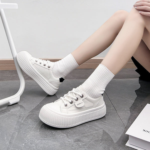 Chic Fall Platform Sneakers for Women in Beige, Khaki, and Black - Height Boost - Breathable Mesh - Sizes 35-40