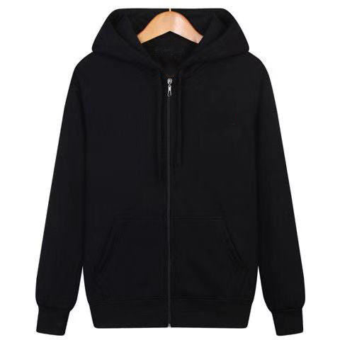 Plush-Lined Slim-Fit Zip-Up Sweatshirt in Classic Black, Subtle Grey, or Chic White - High-Quality Polyester, Velvet Padding, Perfect for Sports