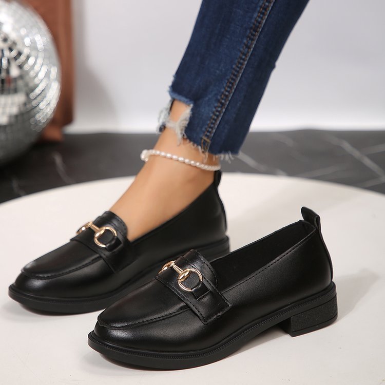 Plus Size British Style Leather Shoes Women