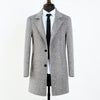 Mid-Length Woolen Herringbone Overcoat - Korean Style Men's Jacket
