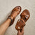 Retro Women's Earthy Brown Flat Sandals with Cross-Lace Design