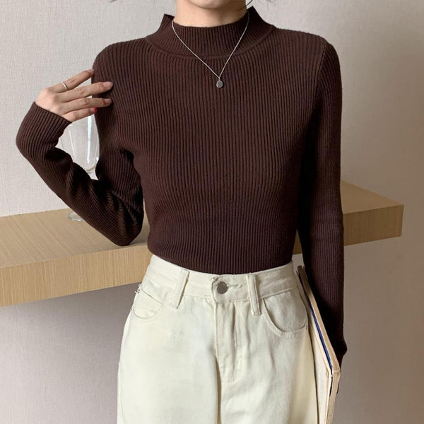 Cozy Women's Turtleneck Wool Pullover, Long-Sleeve Base Shirt