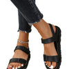 Comfortable Black Velcro Sports Sandals with PU Lining & Retro Style for Casual Outfits & Beach Wear