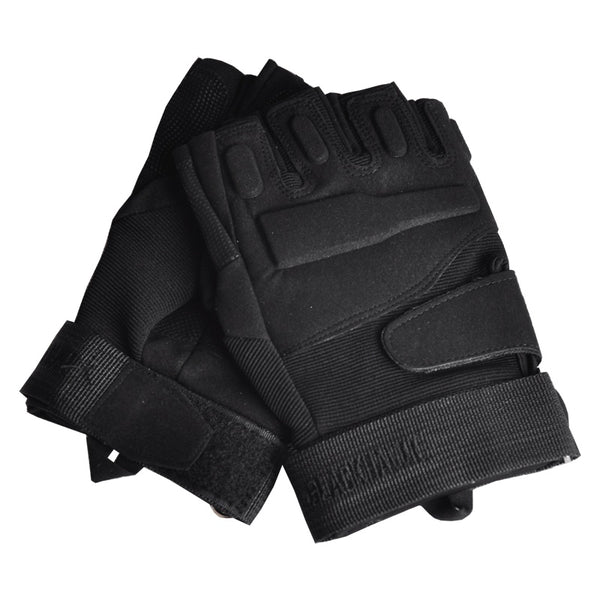 Hanyu Black Hawk Tactical Half-Finger Gloves for Outdoor Pursuits, Men & Women, Microfiber & Nylon, Flexible Grip