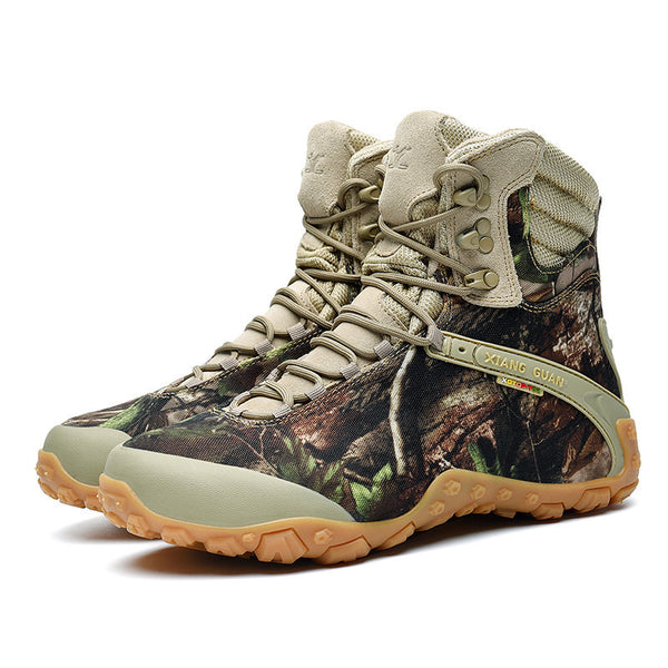 Men's High-Top Waterproof Hiking Shoes for Outdoors, Non-Slip & Durable Rubber Sole, Mid-heel, All-weather Gear
