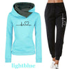 Comfy Autumn Women's Tracksuit with Pullover Hoodie & Black Pants, Street Style Chic Casual Outfit