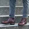 Men's Retro Style Soft Leather Sneakers in Wine Red and Bronze - Trendy, Comfortable Fashion for Men's Leisure Wear