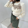 Chic Big Bow Knit Sweater in Contrast Colors - Stylish South Korean Fashion Essential