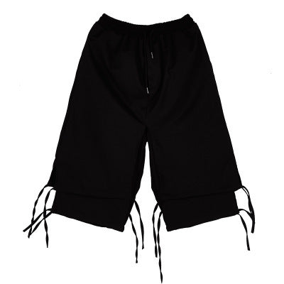 Double-layer splicing cropped pants