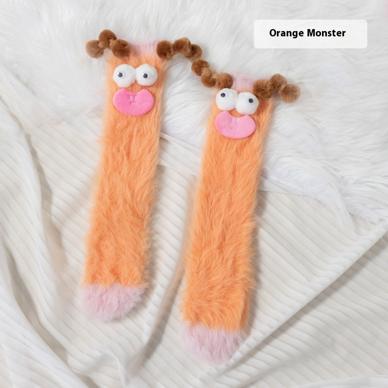 Plush Funny Floor Thick Thermal Middle Tube Socks