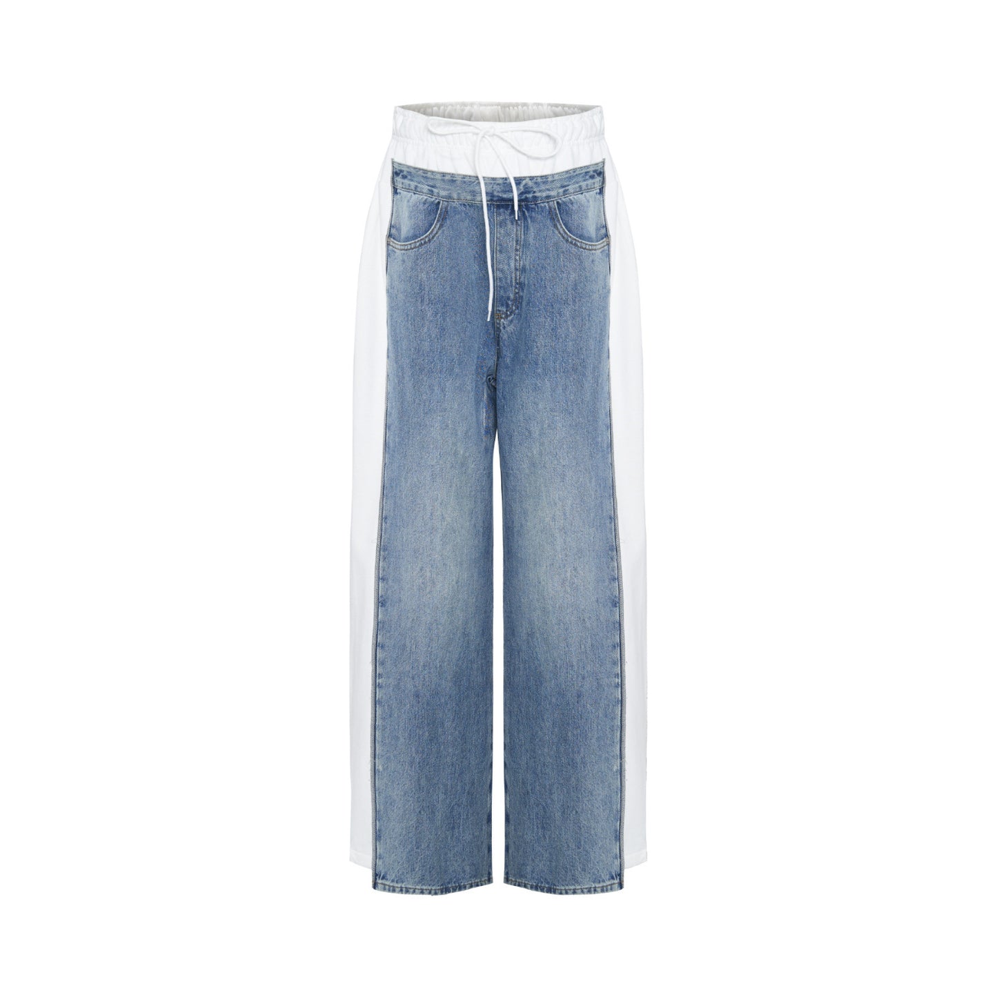 Women's Patchwork Jeans High Waist Loose Trousers