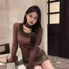 Cozy Women's Patchwork Halter Top in Apricot or Brown