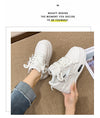 Women's Lightweight Platform Sneakers, White & Pink - Casual and Stylish Mesh Lace-up Shoes for Daily Wear
