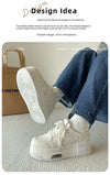 Hong Kong Style Lightweight Sneakers with Enhanced Sole in Milky White and Black - Fashionable, Comfortable, and Durable Sneakers for Everyday Wear