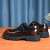 Men's British Style Leather Casual Shoes in Black and Brown for Men's Fashion - Shiny Finish - Cowhide Material - Various Sizes