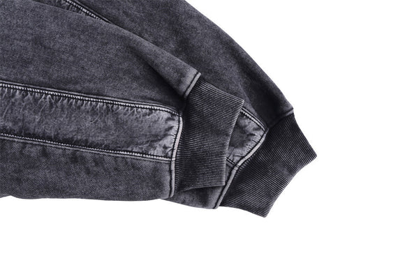 Men's Distressed Hooded Sweater in Neutral Grey, Fleece-Lined Street Style Pullover for Fall/Winter
