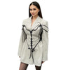 Women's Woolen Coat with Suit Collar, Black or White, Hand-Woven, Long Sleeve, Stylish Winter Wear