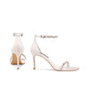 Women's Luxury Rhinestone Sandals with High Heels, Cowhide and Sheepskin Lining, Elegant Black and White Footwear