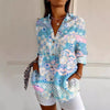 Chic Summer 3D Floral Printed Long-sleeve Top for Women - Polyester Street Fashion, Sizes S-5XL - Vibrant 3D Floral Pattern