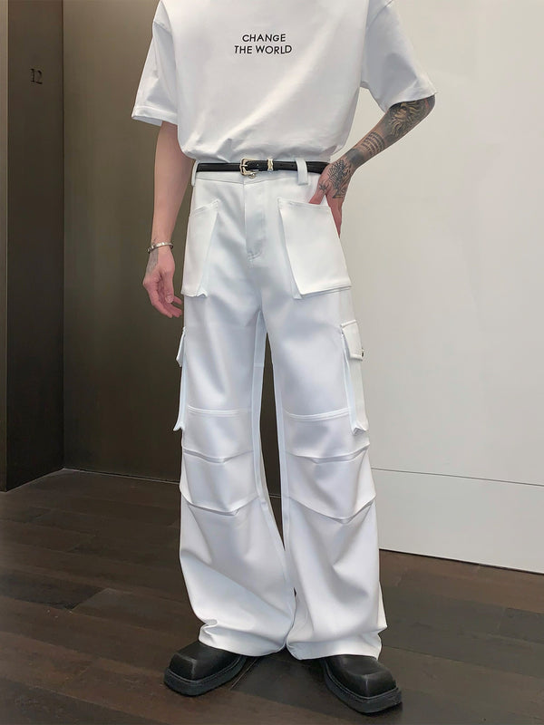 Men's Lightweight Casual Pants in White - Pleated Design - Versatile All-Season Wear - Comfortable Fit - Teen Fashion Trend