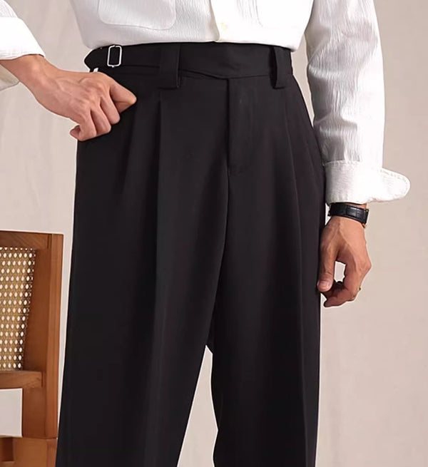 Men's Casual Herringbone Non-Iron Trousers in Dark Gray - Straight Fit, High-Grade Fabric - Trendy & Comfortable Style
