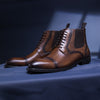 Men's Vintage Style Leather Martin Boots in Black & Yellow Brown