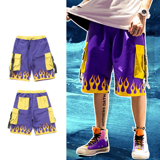 Personalized flame loose sports pants