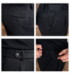 Men's Warm Herringbone Thermal Pants in Black - Mid-High Waist, Polyester & Wool Blend. Stylish & Comfortable Winter Wear.