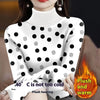 Cozy Fleece-Lined Women's Turtleneck in Retro Print - Warm Winter Top