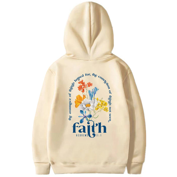 Christian Aesthetic Hoodie with Inspiring Bible Verse Print in Grey - Women's Polyester Pullover