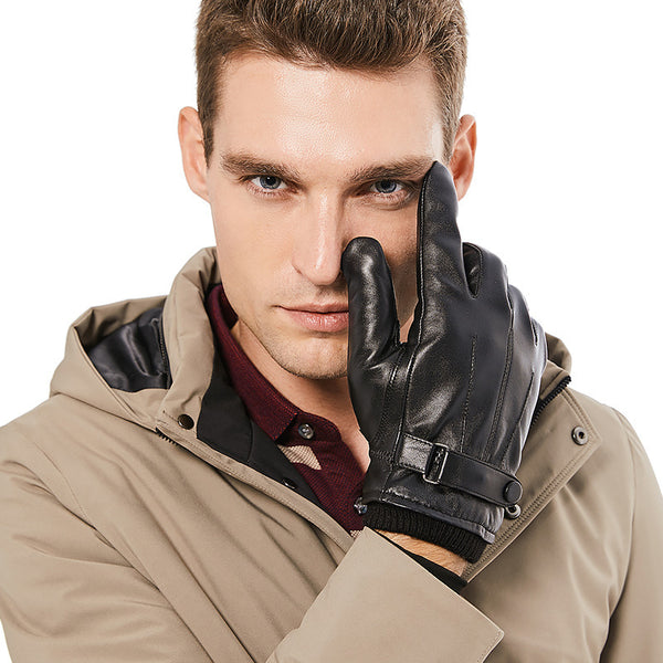 Warm Sheepskin Padded Gloves for Men - Frostbite Defender - Luxury winter accessories for men, sheepskin gloves for warmth.
