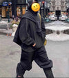 Sleek Black Hooded Pullover with Kangaroo Pocket - Men's Comfortable Apparel - Plus Size Available.