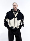 Classy B&W Two-piece Embroidered Hoodie for Men - Stylish Black and White Hoodie with Comfortable Fit