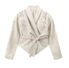 Chic Faux Leather Jacket in Retro Style, Durable 3D Pattern Outerwear for Women, Medium Thickness, Various Color Options.