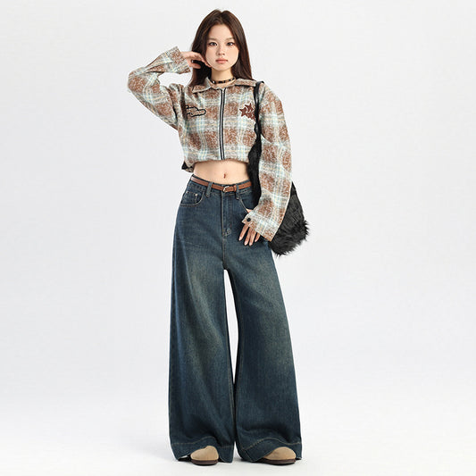 High Waist Slimming Drooping Wide-leg Pants