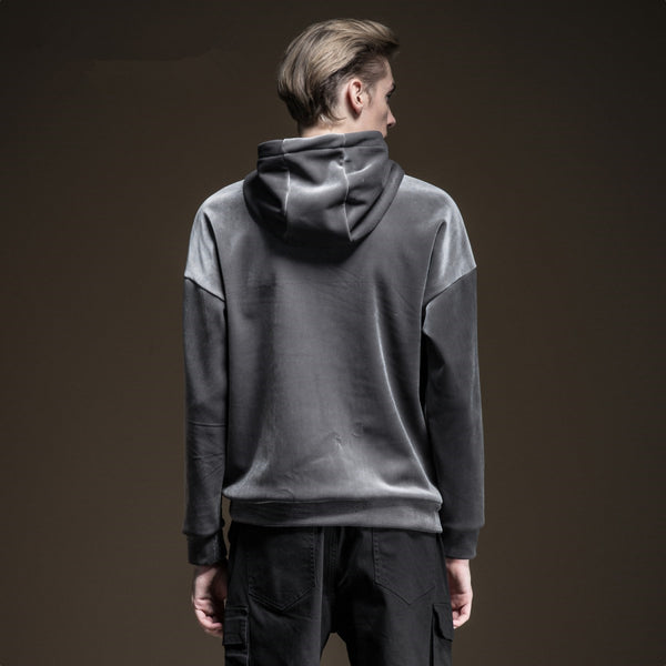 Thick Velvet Hooded Jacket in Gray - Trendy Unisex Wear for Autumn