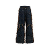Distressed High-Waist Vintage Yellow Jeans with Tassels-Elegant edgy style in loose fit XS-XL sizes-97% Cotton, 3% Poly-Vibrant pop of color