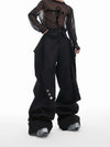 Casual Loose Fit Stitched Black Trousers for a Relaxed Look