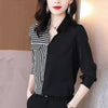 Trendy Korean-Inspired Color Mix Striped Shirt - Stylish Women's Fashion