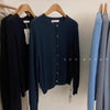 Stylish Thickened Velvet Cardigan - Women's Raccoon Wool Sweater in Dark Gray