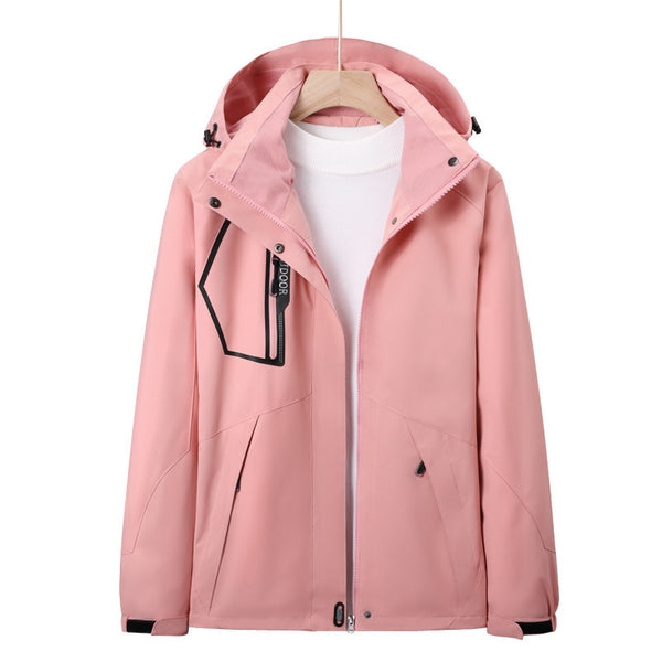 Lightweight Weather-Resistant Shell Jacket for Outdoor Activities, Waterproof Cardigan Style Couples Jacket, Polyester, Large Sizes, All-Weather Gear