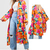 Stylish Geometric-Pattern Long Coat Pajamas/Cardigan in Blue Geometry - Polyester Fiber, 4 Seasons, Luxury, Sizes XXS-XXXL