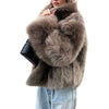Chic Plush Fur Coat in Rich Brown - Casual & Warm Winter Fashion - Women's Outerwear with Mao Mao Detail